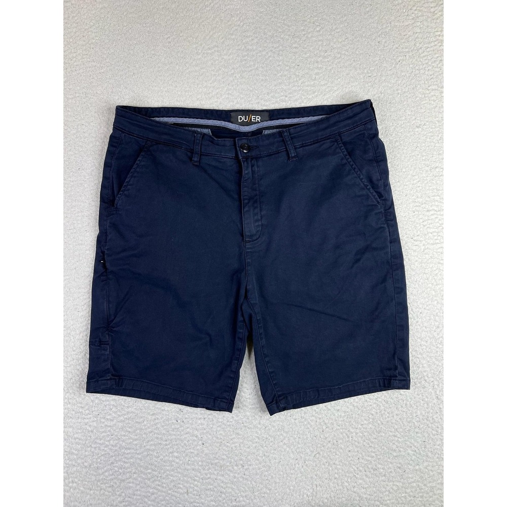 DU/ER Shorts Mens 34 Blue Live Lite Journey Chino 9" Inseam Lightweight